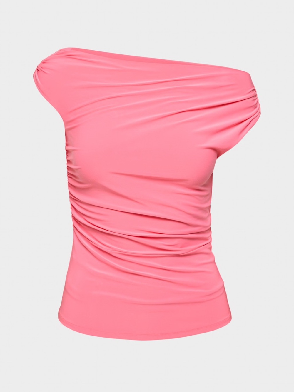 Aritzia One-Shoulder Ruched Tank in Coral Pink - Picture 1 of 7